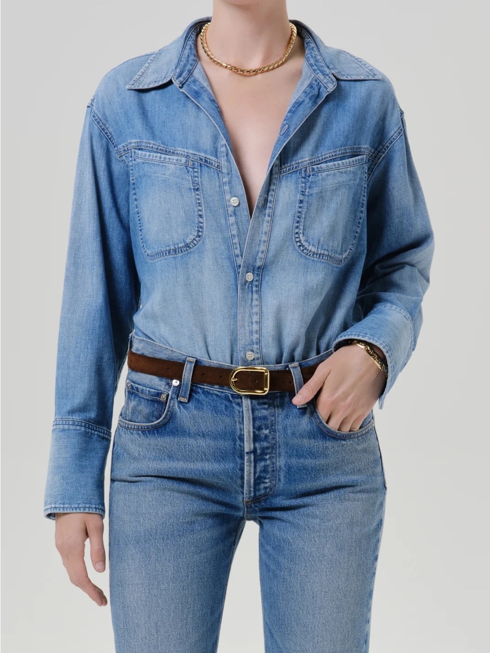 Citizens of Humanity Solene Denim Shirt – Loire Indigo – XS – NWT